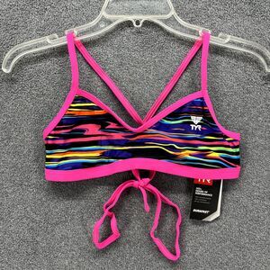 TYR Bikini Top Womens Small 4 6 Pink Fresno Mojave Tie back Swimwear